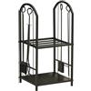 Outsunny Portalegna da Interno ed Esterno a 2 Ripiani in Metallo, Portalegna per Camino con Paletta, Scopa, Attizzatoio e Pinza, 41.5x32.5x74.5 cm, Nero