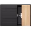 PRIMAGRAN Lavello da Cucina Nero 70x50cm, Lavandino da Cucina a 1 vasca + Sifone Classico + Tagliere, Lavabo da Cucina Incasso al mobile 40cm - Copenhagen