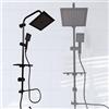 MAKA change your life quality MAKA Colonna Doccia con Soffione e Doccetta a Pioggia senza Miscelatore Moderno in Alluminio e PVC Set Bagno con Porta Sapone e Shampoo Saliscendi Kit Accessori Inclusi (Quadrato Nero Mat)