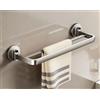 LNGFSH Doppio Polo Porta Asciugamani Bagno, Ventosa Portasciugamani da Parete Adesivo in Alluminio Senza Foratura Porta Salviette Bagno (40cm)