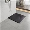 Heilmetz Piatto doccia 80x80 cm piatto,Piatto doccia Nero antiscivolo effetto pietra + copertura SMC, apertura di scarico Ø 90 mm (senza sifone
