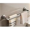 LNGFSH Doppio Polo Porta Asciugamani Bagno, Ventosa Portasciugamani da Parete Adesivo in Alluminio Senza Foratura Porta Salviette Bagno (60cm)