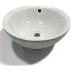 OGOMONDO Lavabo Da Appoggio Ceramica Bianco Tondo Lavandino Lavello Arredo 42x42x17,5 Cm
