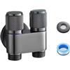 Homefurnishmall Valvola di controllo doppia 1-in-2-out, rubinetto del bagno con doppia valvola di controllo, bidet doccia, attacco per macchina (grigio)