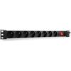 WP Rack WPN-PDU-I01-08 Multipresa Ciabatta Elettrica Rack 19 con 8 Prese Universali ITA 10/16A e Schuko, Cavo 2 m con Spina Italiana 16A, 250V/3500W, Nero