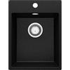 PRIMAGRAN Lavello da Cucina Nero Metallico 38x50cm, Lavandino da Cucina a 1 vasca + Sifone Classico, Lavabo da Cucina Incasso al mobile 40cm - Riga