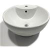 OGOMONDO Lavabo Da Appoggio Ceramica Bianco Tondo Lavandino Lavello Arredo 46x46x17 Cm