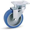 nextradeitalia 4PZ RUOTE A FORCELLA IN GOMMA BLU SINTETICA CON PIASTRA GIREVOLE 221 - ? mm.50x18 piastra mm.40x40 mm.66h. port. Kg.20
