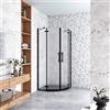 GENERIC 80x80x195 cm Box Doccia Semicircolare Apertura Battente Saloon Vetro 6 mm Temperato Satinato Anticalcare con 2 Barre Stabilizzatrici Telai in Nero Opaco