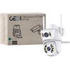GeDi - Telecamera Wi-Fi PTZ 3MP Doppia Lente 4 LED IR e 8 LED Array Per Videosorveglianza di Sicurezza Esterna Con APP ICSee Rilevamento Movimento Allarme PT-02 Con Slot Memoria SD