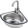 BAYTE Lavandino angolare per bagno con montaggio a parete Lavelli per esterni con scolapiatti e rubinetto lavello protezione bordo per esterni interni garage lavanderia/ripostiglio ristorante cucina.