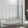 AICA 120x140cm Parete Vasca Da Bagno 5 Ante Pieghevole a Libro Vetro Temperato Trasparente 4mm, Telaio di Processo Elettroforesi opaco