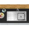 Omeere 100 x 46 - Lavello da incasso, in acciaio inox 304, spessore del materiale: 0,8 mm, rettangolare, 1 bacino grande
