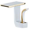SJQKA Rubinetto Bagno Lavabo Cascata, Miscelatore Lavabo Bagno, Bagno Cascata Rubinetto Lavabo E Fredda E Calda Regolabile Miscelatore Da Lavandino (Bianco+Oro)