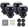 sgxxkj123 Set di 4 Gambe Legno, Piedini per Tavolino Divano in Legno Massello, Piedini per Mobili Rotondi in legno vintage, per Divano TV Cabinet Letto Tavolo, Antiscivolo(Color:black,Size:8cm/3.15in)