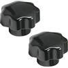 Othmro M12 x 50 manopola di serraggio filettatura femmina stella manopola di serraggio diametro della testa ferro/ottone inserto filettato stella Torx manopola di serraggio nero 2 pezzi