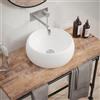 Parama Lavabo da Appoggio Senza Troppo Pieno 40x40x15,5 cm Tondo in Ceramica Bianco Lucido per Mensole da Bagno Sospese