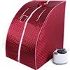MUPAI Mini sauna mobile a vapore Sauna domestica Cabina termica Sauna per sedersi Cabina sauna 1200W 220V 80 * 70 * 98cm (rosso, A)