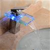 KenSyuInt Rubinetto a cascata in vetro illuminato a LED, rubinetto a cascata RGB per lavabo, miscelatore per bagno, in vetro illuminato, 3 colori