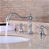 ZPSPZ Rubinetto Bagno Lavabo 3 Fori Ottone Retrò Caldo e Freddo Doppia Maniglia Bagno Lavabo Rubinetto Antiruggine A Prova Di Perdite-Cromo