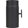 LANZZAS Tubo per stufa, 250 mm, prolunga con valvola a farfalla, diametro Ø 120 mm, colore: nero, tubo del fumo con patta