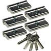 ChiliTec Set cilindro serratura 5x 60mm (30+30mm) con 5 chiavi