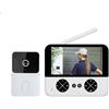 Honseadek Campanello senza fili, videocamera wireless con schermo da 4,3 pollici, video wireless a 2 vie, citofono con monitor per casa e appartamento (bianco)