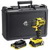 Stanley - FatMax Stanley FMC627D2-QW Trapano Avvitatore a Percussione Con 2 Batterie 2Ah e Valigetta, 18 V, 1/2 pollice