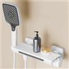 BiaoTeng Miscelatore per Vasca da Bagno a Muro con Doccino Cascata Ottone Caldo e Freddo 2 Funzioni Rubinetto Doccia da Muro Ottone Bianco
