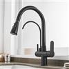 ZPSPZ Miscelatore Cucina 3 Vie con Doccetta Estraibile Spin, Rubinetto 3 Vie per Depuratore, Acqua Purificata Ottone Rubinetto Miscelatore Tre Vie da Cucina-Nero