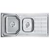 warenplus LAVELLO CUCINA INOX LAVANDINO QUADRATO ACCIAIO 2 VASCA INCASSO Tondo 100x50cm