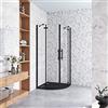 GENERIC 80x80x195 cm Box Doccia Semicircolare Doppia Porta Battente Saloon Vetro 6mm Temperato Trasparente Easyclean Profili Nero Opaco Piatto Doccia incluso