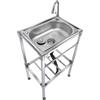 KOKANIGODVA Lavello in Cucina Acciaio Inox Autoportante 1 Vasca Interno e Esterno Lavandino Commerciale con Supporto e Rubinetto,per Lavanderia/Ristorante/Campeggio/Giardino/Garage,Facile Da Pulire