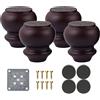 sgxxkj123 Set di 4 Gambe Legno, Piedini per Tavolino Divano in Legno Massello, Piedini per Mobili Rotondi in legno vintage, per Divano TV Cabinet Letto Tavolo, Antiscivolo(Color:brown,Size:10cm/3.94in)