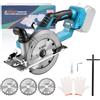 HEBERUCK Mini sega circolare senza spazzole, batteria per Makita 18 V, batteria agli ioni di litio con 3 lame, 6800 giri/min, motore in rame puro, ideale per tagliare legno (senza batteria)