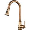 ZPSPZ Rubinetto Cucina con Doccetta Estraibile, Miscelatore Cucina Estraibile Ottone Antico Girevole Acqua Fredda e Calda Foro Singolo Rubinetti Cucina Estraibile-B