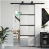 DJEKA Porta Scorrevole Esterno Muro e Interno, Nera 76x205 cm in Vetro Temperato e Alluminio