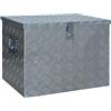 vidaXL Scatola Multiuso Porta Attrezzi Contenitore Portaoggetti Chiave Inclusa Baule in Lamiera di Alluminio 610x430x455 mm Argento