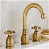 ZYCDP Rubinetto Bagno Lavabo 3 Fori,Rubinetto Lavabo Bagno Ottone,Maniglie a Croce Caldo e a Freddo Bagno Rubinetto,Rubinetto Miscelatore per Lavabo a Freddo e Caldo,Antico