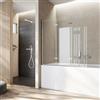 Heilmetz Parete vasca da bagno 130 x 140 cm, 3 pannelli pieghevoli, vetro per vasca da bagno girevole a 180°, vetro di sicurezza da 6 mm, parete vasca con rivestimento nano bifacciale