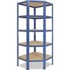 shelfplaza® 180x90x60cm HOME scaffale angolare metallo carichi pesanti blu 5 ripiani/Scaffale metallo 175kg capacità carico/Mensola scaffale angolare/Scaffali in metallo per garage
