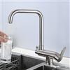 XJTNLB Rubinetto a Tre Vie Cucina Pieghevole, Miscelatore 3 Vie Abbattibile Sottofinestra Ottone Rubinetto Girevole Rubinetto 3 Vie per Depuratore, Spazzolato