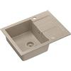 QUADRON Lavello Beige | dimensioni 60 x 45 x 18,5 cm | lavello in granito CHRISTIAN 111 lavello da cucina monovasca | con sifone e scolapiatti manuale | lavello da incasso a 1 vasca