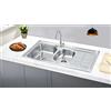 Omeere, 1x lavello da cucina, in acciaio inox 304, spessore del materiale 0,8 mm, lavello, lavello, lavello da incasso, rettangolare, 2 vasche 100 x 50 (ripiano per lavello a destra)