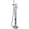 BiaoTeng Rubinetto Per Vasca Freestanding Miscelatore A Pavimento Per Vasca Monocomando ottone Attacco G1/2 Miscelatore A Terra Vasca Da Bagno, cromo
