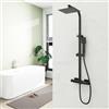 OCEAN ITALY SRL OCEAN ITALY Colonna Doccia con Miscelatore Termostatico 38°C Colonna Doccia con Soffione e Doccetta, Altezza Regolabile 800-1200mm, Soffione Doccia a Pioggia Antiscottature, Nero