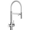 VIZIO Rubinetto cucina 5 vie ACCIAIO INOX lucido per sistemi acqua gasata/aromatizzata e filtro depurazione - canna acqua filtrata girevole e doccia 2 getti movibile per acqua di linea (Bianco)