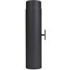 LANZZAS Tubo per stufa, 500 mm, prolunga con valvola a farfalla, diametro Ø 120 mm, colore: nero, tubo del fumo con patta