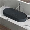 doporro Lavabo da Appoggio Lavandino Bagno 70 cm in Resina Minerale Antracite Opaco Effetto Loto, Senza Foro Rubinetto Colossum826