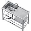 Leaceuv Lavandino da Esterno,Mobile Lavello Cucina Professionale 1 vasca,Lavatoio da Giardino Campeggio Portatile,Lavabo di Utilità Commerciale con Rubinetto,per Interno,Ristorante,Caffè,Garage,Bar(90*45*80cm